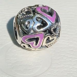 Pandora Pink Openwork Freehand Heart Charm